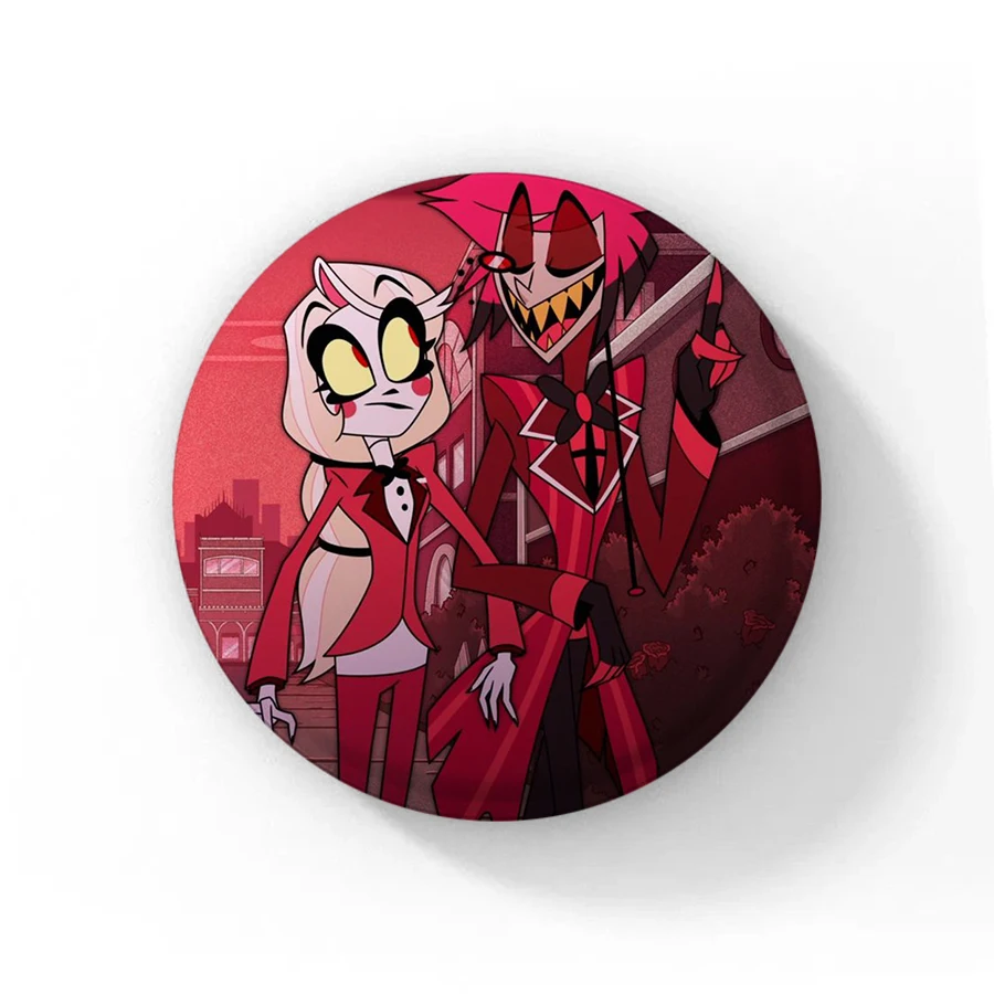 58 مللي متر اليدوية أنيمي هازبين زر دبوس الإبداعية متعة الكرتون Alastor Vox Husker شارة بروش حقيبة ديكور المشجعين جمع هدية