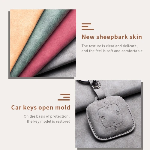 Leather Car Key Case Cover for Zeekr 001 for ZEEKR X 2023 2024 Car Remote Key Fob Shell Holder Keychain Accessories