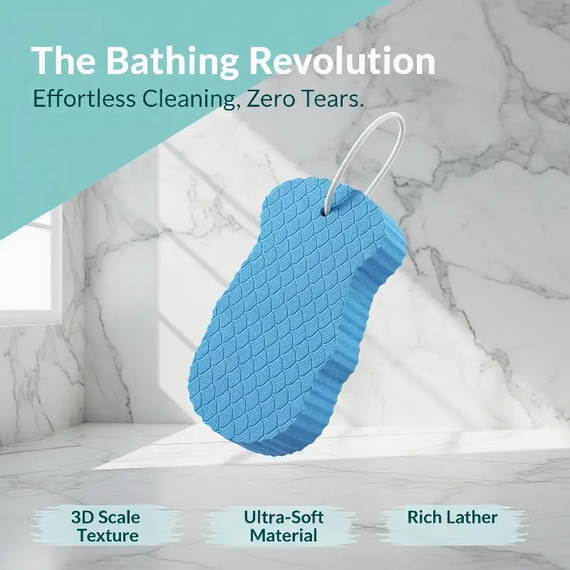 Super Soft Exfoliating Bath Sponge with Hanging Rope Deep Cleansing Skin-Friendly for Home Bathroom Use