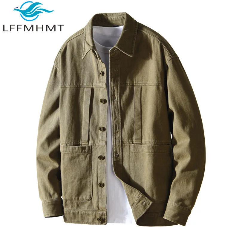 

Z891 Зима-Осень Мода Хорошее Качество 100% Хлопок Мужская Свободная Повседневная Куртка С Длинным Рукавом Однотонная Базовый Стиль Простые Пальто