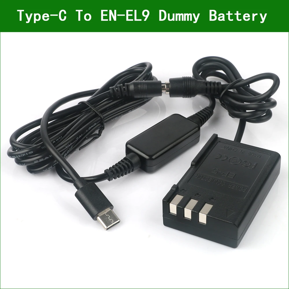 

EP-5 USB Type-C EN-EL9 ENEL9 EN EL9 Dummy Battery Power Adapter DC coupler For Nikon D40 D40X D60 D3000 D5000 Digital Cameras