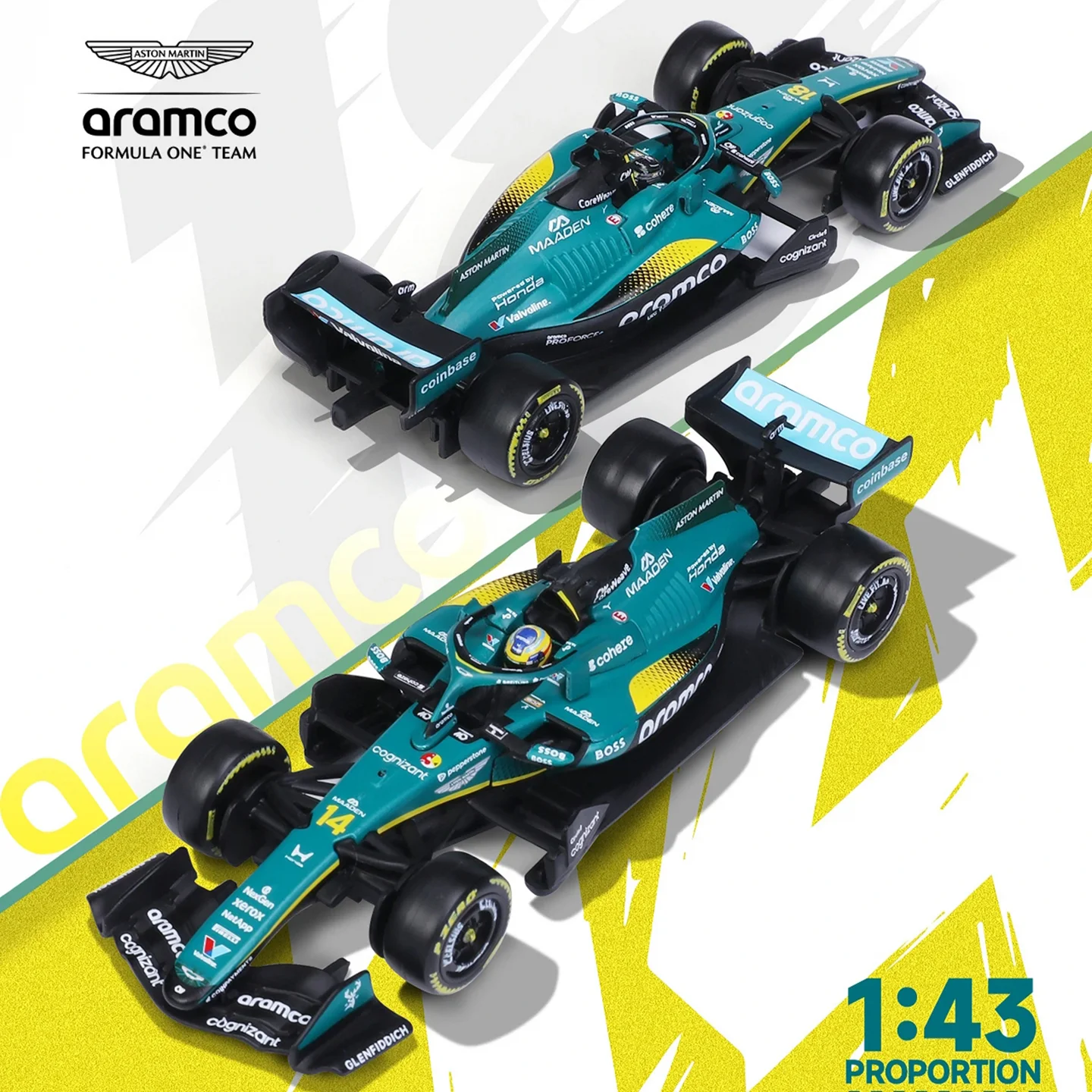 Aston  AMR26 F1 Model Car Alloy One-Plus Formula Racing Car Collection Edition Burago Pre-order :43 Scale Alonso