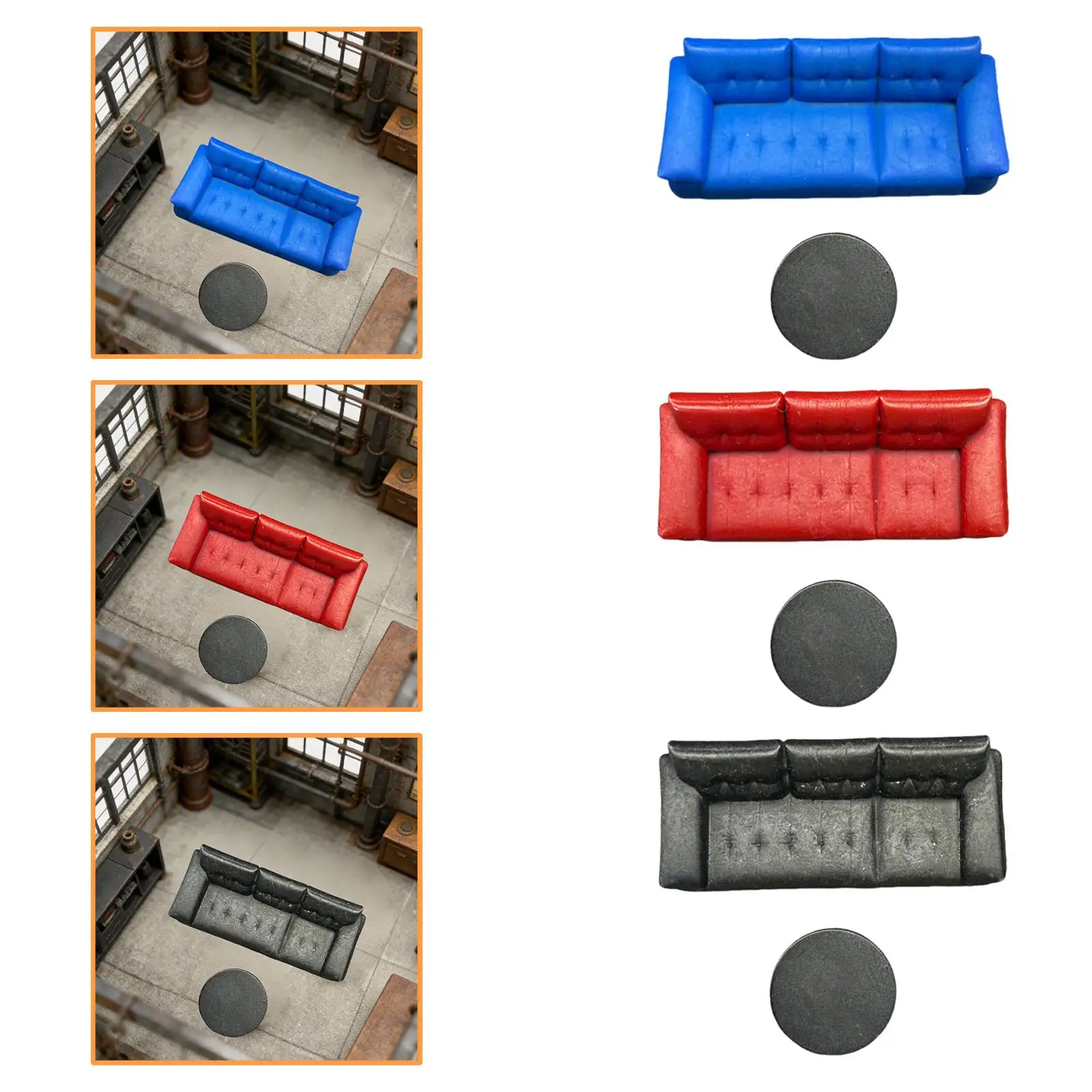 

Realistic Resin Sofa and Table Miniature Ornament for Auto Repair Shop Scene 1/64 Workshop Model Decor