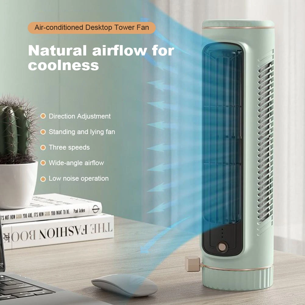 Ventilador de torre de escritorio para el hogar, ventilador de aire acondicionado portátil, ventilador circulante, carga USB, ventilador eléctrico de refrigeración por aire para habitación y hogar