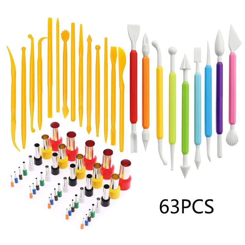 Pottery Tools 63-piece Set Stone Plastic Clay Carving Knife Children's DIY Figure Soft Pottery Mud Cutting Round Mold