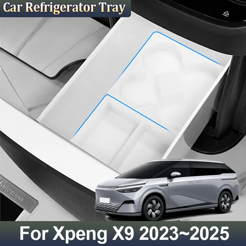 

Автомобильный коврик для хранения аксессуаров Xpeng X9 2023 2024 2025 H93, лоток для холодильника, силиконовый коврик, коробка для хранения, рестайлинг, интерьер