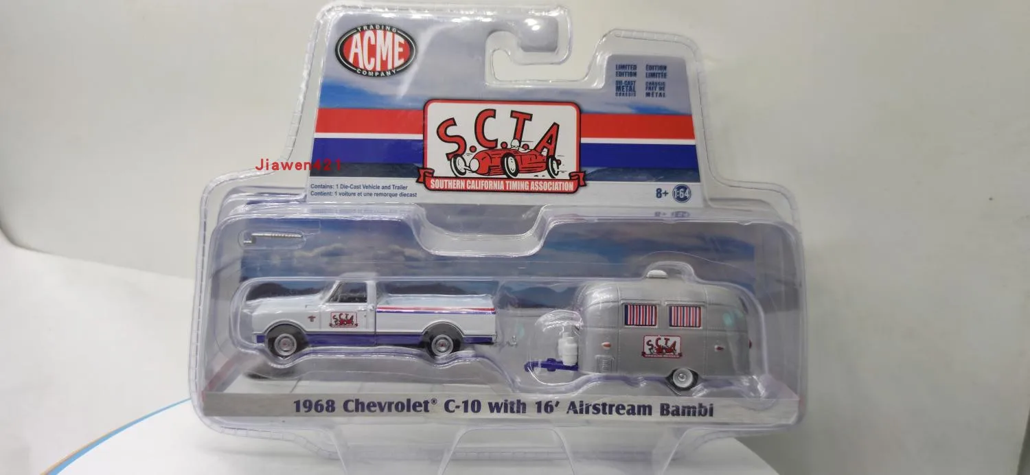 

ACME 1:64 1968 Chevrolet C-10 with 16 Airstream Bambi Collection of car models