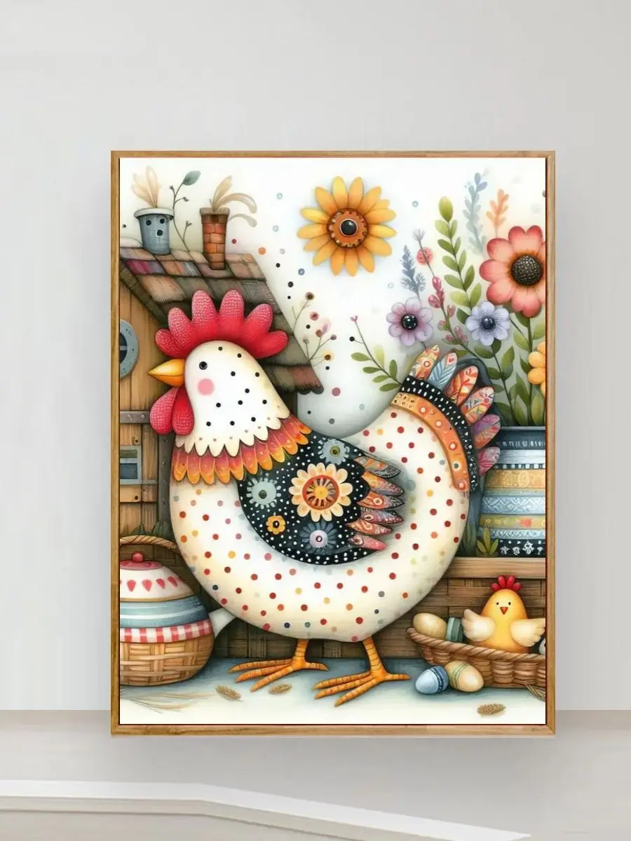 1 Stück 30x40 cm/11,8x15,7 Zoll, 11CT/14CT Druck-Kreuzstich-DIY-Set, entspanntes Kreuzstich-Set für Erwachsene Anfänger, Niedliches Huhn – Detail 1