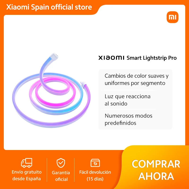 Official｜Xiaomi Smart Lightstrip Pro｜Cambios de color suaves y uniformes por segmento ｜Luz que reacciona al sonido｜ Numerosos modos predefinidos