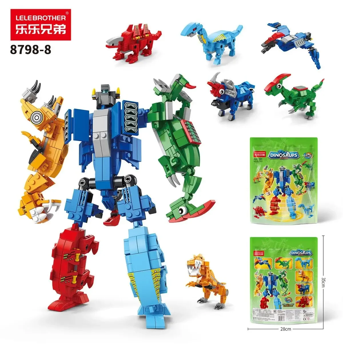 Dinosaur Transformation Robot  Building Blocks Assemble Deformation Dino World Construction Set Figures Bricks Educational Toys