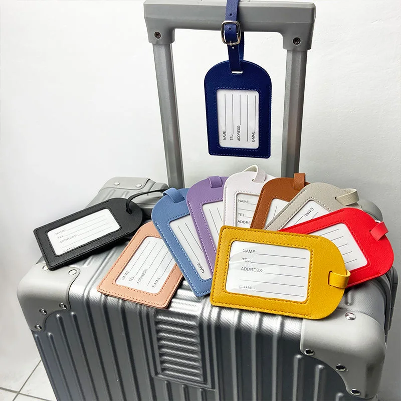 PUレザーフラップバッグ,軽量,プレーン,ソフト,飛行機用,荷物タグ,旅行用アクセサリー,4個,2個