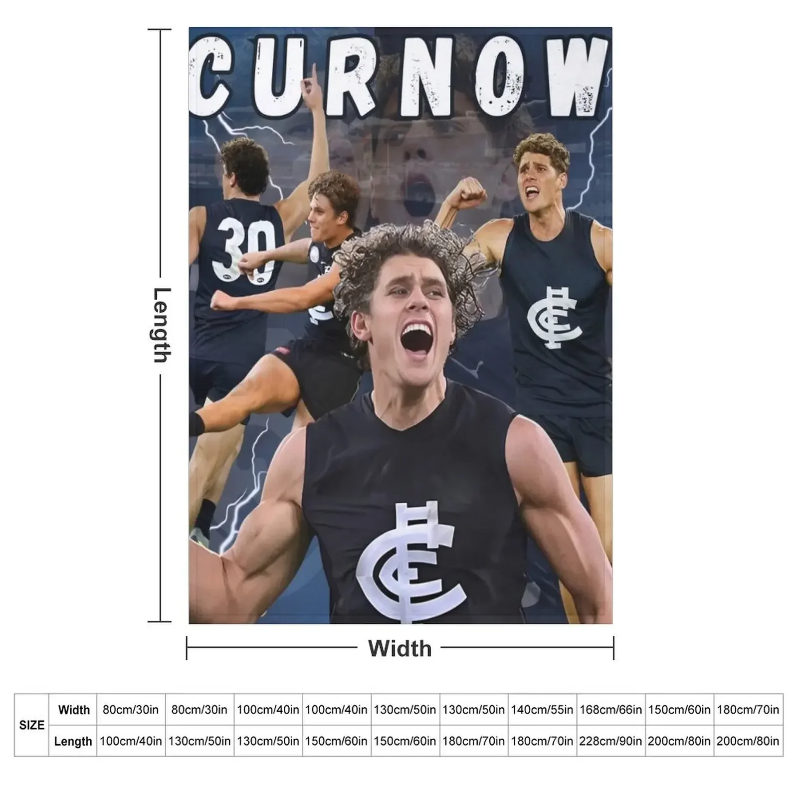 Charlie Curnow Carlton Football Club AFL Player Throw Blanket couch cozy soft plush fuzzy picnic outdoor blanket
