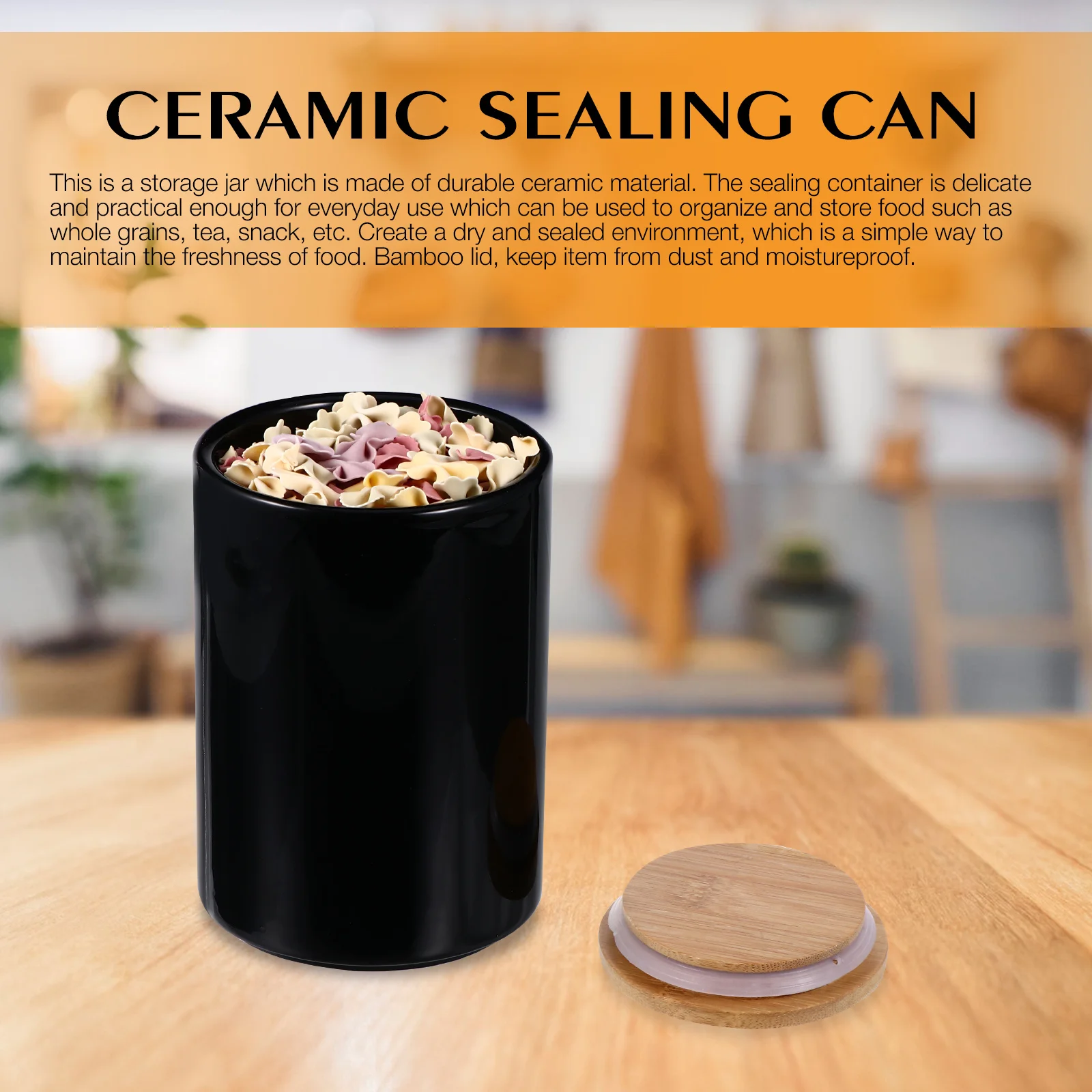 

900ml Ceramic Sealing Can Bamboo Lid Food Storage Jar Dry Snack Tea Coffee Container Nordic Style Decorative Kitchen Utensil