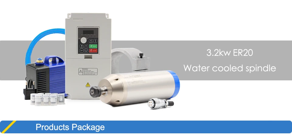 G-Penny 3,2 kW ER20 100 mm wassergekühlter Spindelmotor-Kit, 400 Hz, 24.000 U/min, Inverter, 80 mm Halterung, Wasserpumpe für CNC-Holzbearbeitung – Detail 1