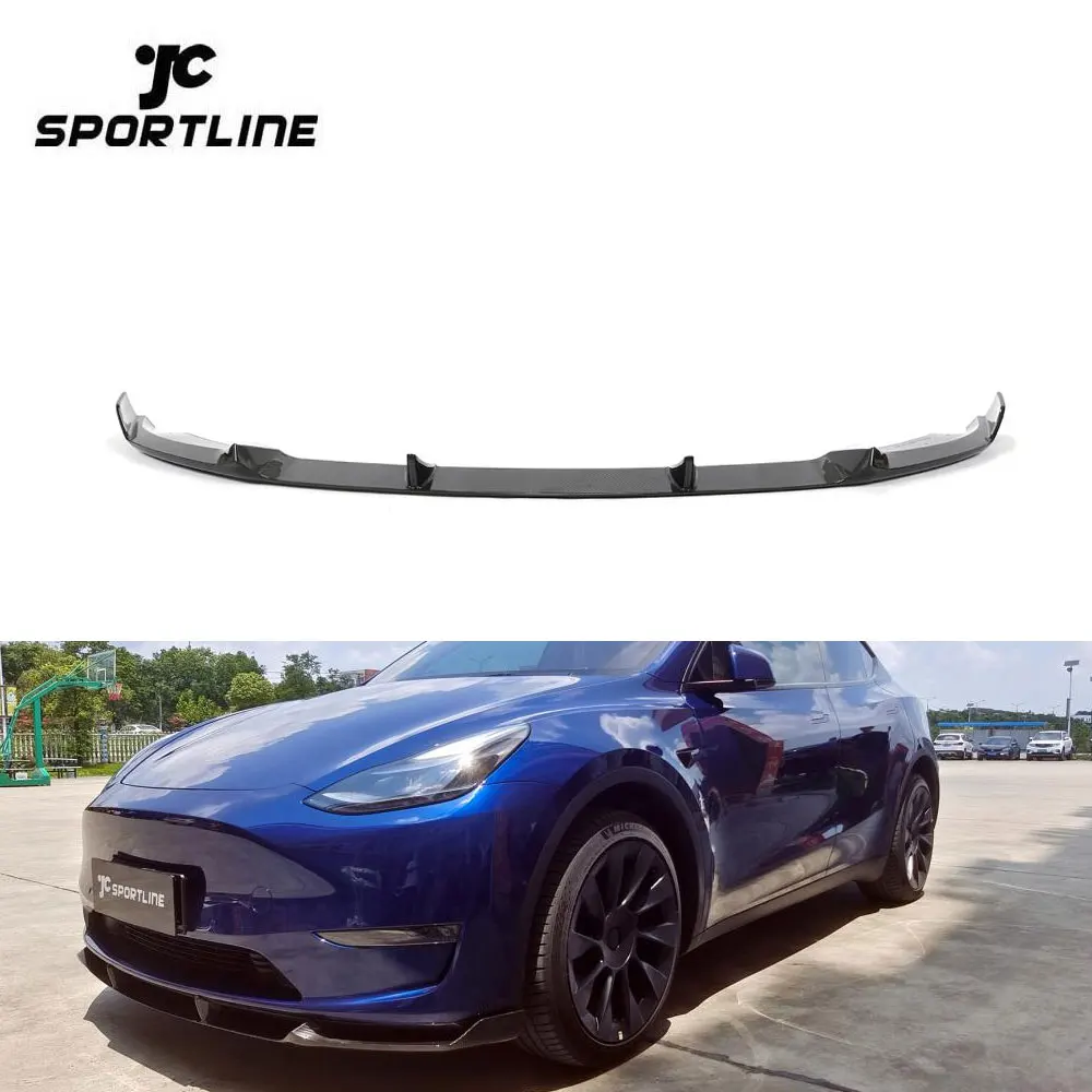 

Pre-Preg Dry Carbon Fiber Front Lip Splitter Chin Spoiler for Tesla Model Y 4-Door 2019 - 2021