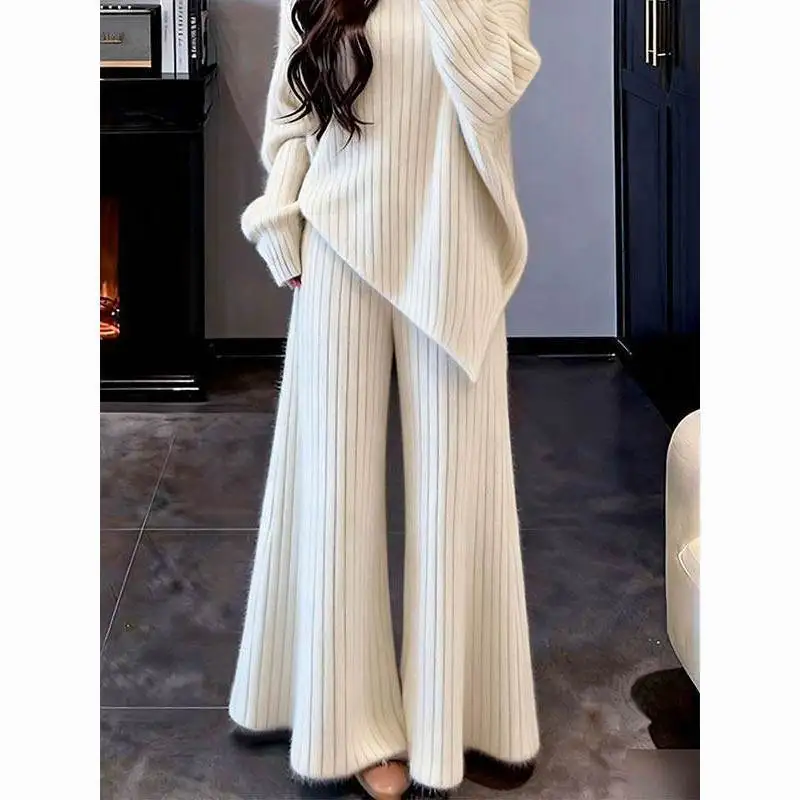 New Lazy High-end Western-style Sweater Paired with Pants Two-piece Set