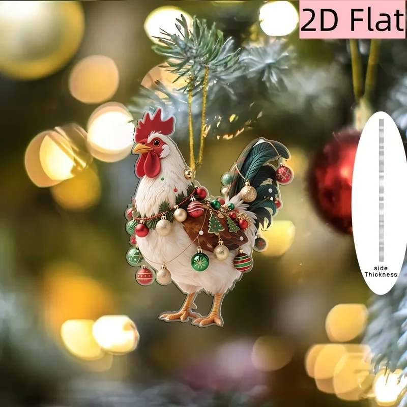 2d Acrylic Ornament Colorful Christmas Keychain Flat Acrylic Decor Laser-Cut Christmas Pendant For Home Decor Party Decor