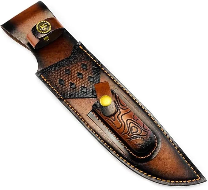 1PC Knife Sheath, 2 in 1 Leather Case for With Belt Loop and Snap Closure Fits for Outdoor Search, Rescue, Hiking