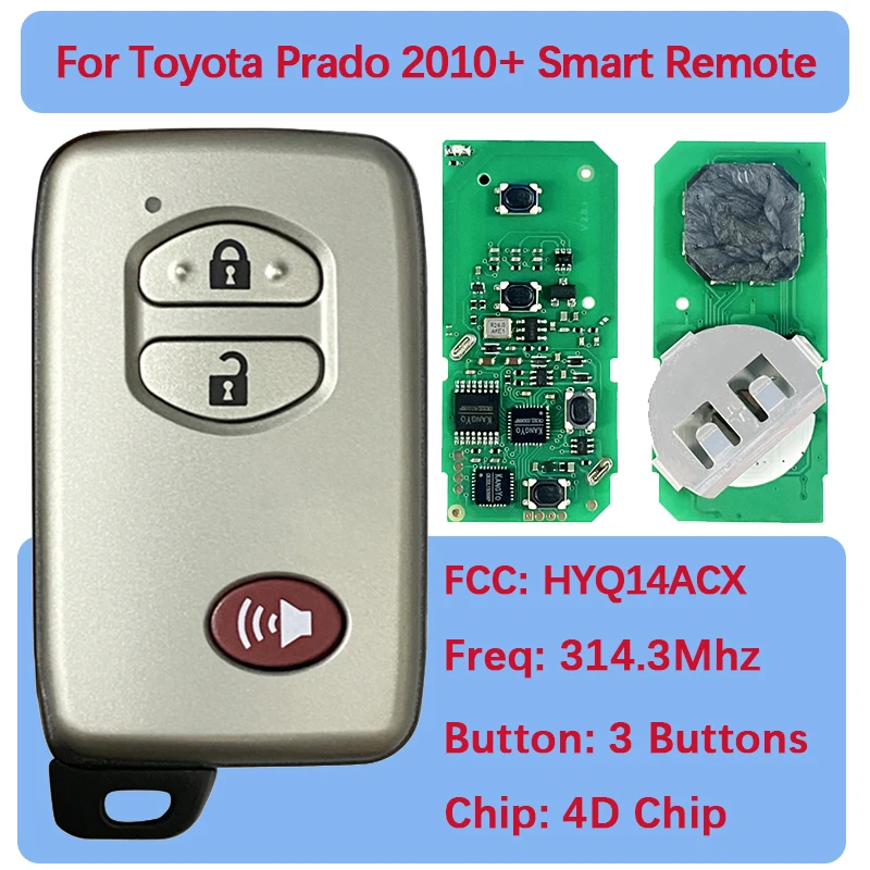 

Запасной смарт-ключ с 3 кнопками, пульт дистанционного управления для автомобиля, FCC 89904-35010 HYQ14ACX 5290 для Toyota Prius V, Venza, Prius C, 4Runner