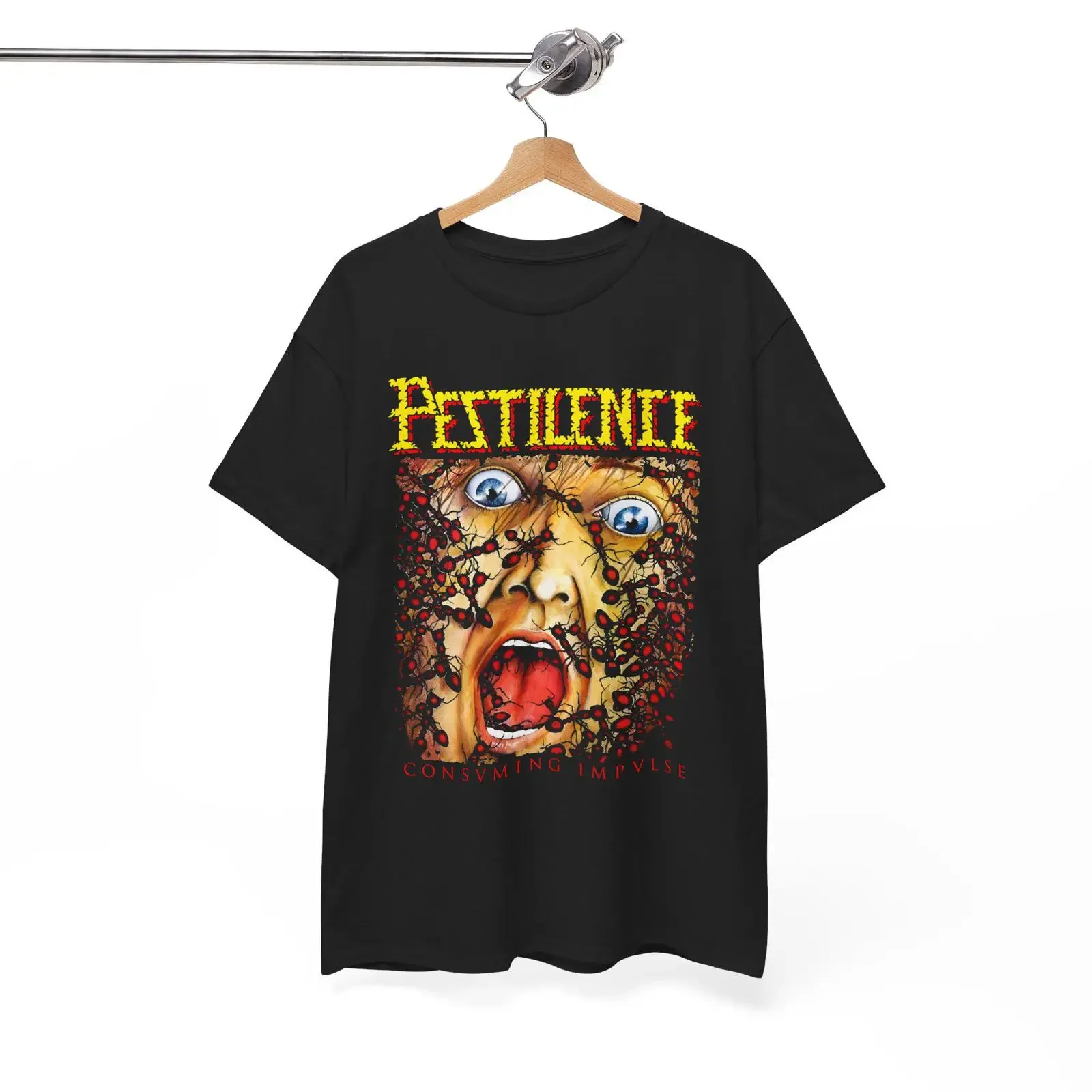 Pestilence 'Consuming Impulse' T Shirt 80s Death Metal Band Vintage Technical S 5XL vintage Washed streetwear Comfortable