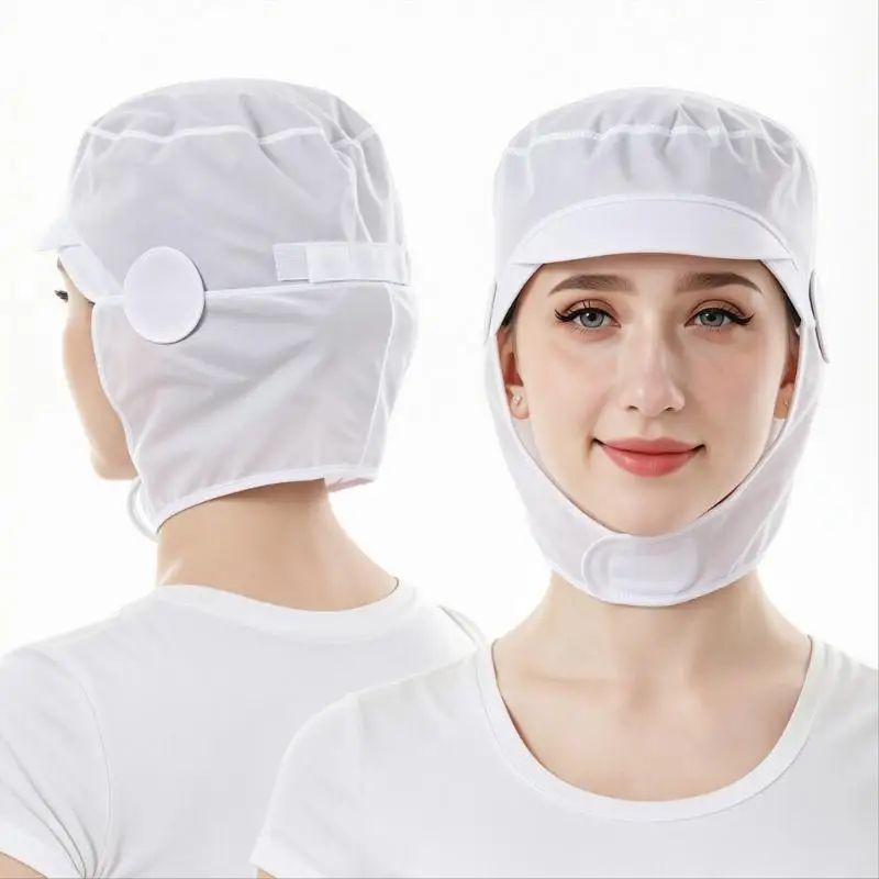 A52E Full Head and Neck Cover Work Cap with Lightweight Fabric, Adjustable Hair Containment Design Hair Cover for Food Service