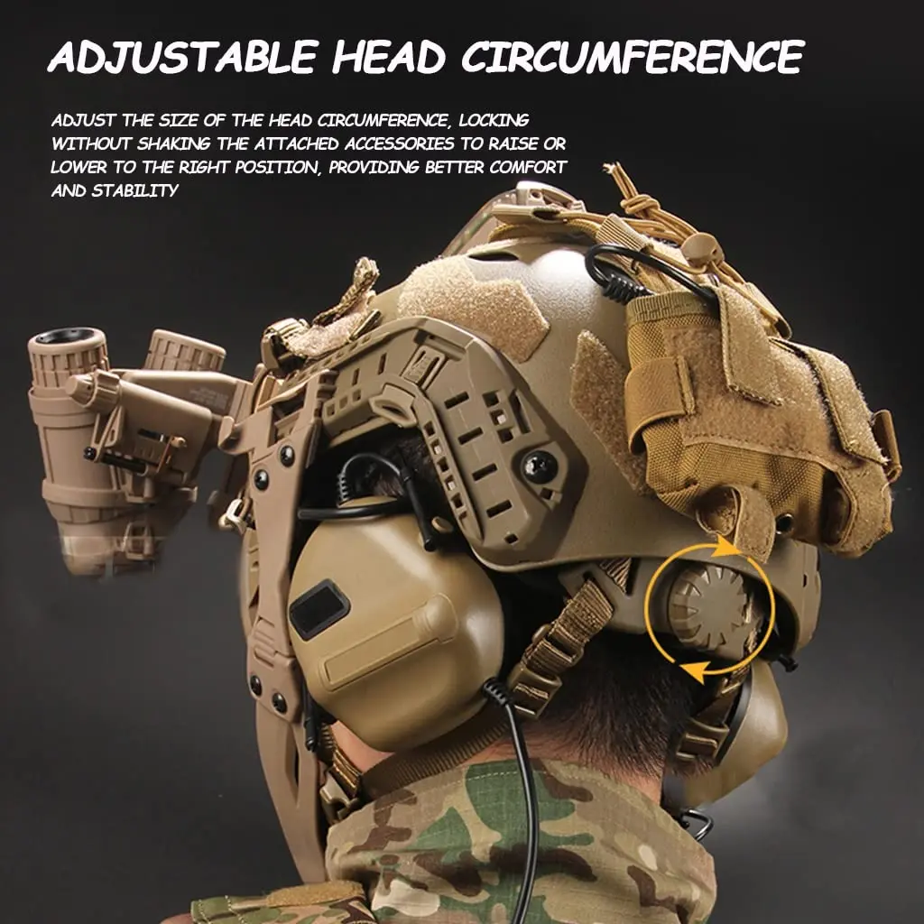 Tactical Fast Helmet, Airsoft Helmet Set, With Detachable and Breathable Mask & Goggles & Microphone Headset, for CS or cosplay