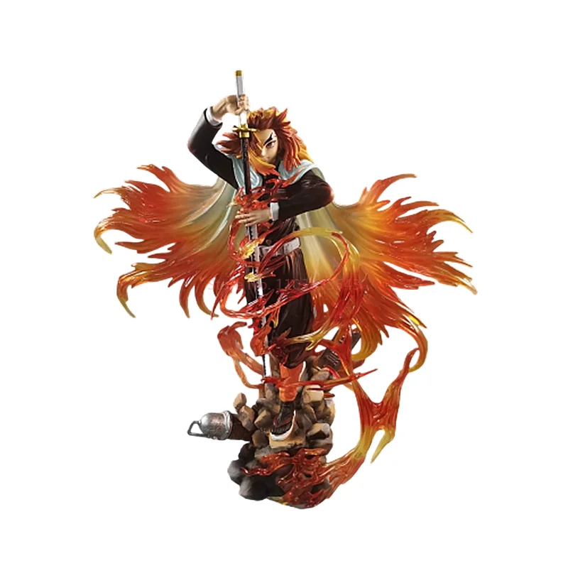 30cm anime demon slayer kisatsutai pilar de chama rengoku kyoujurou figura de ação gk modelo colecionável ornamento de mesa meninos brinquedo presente