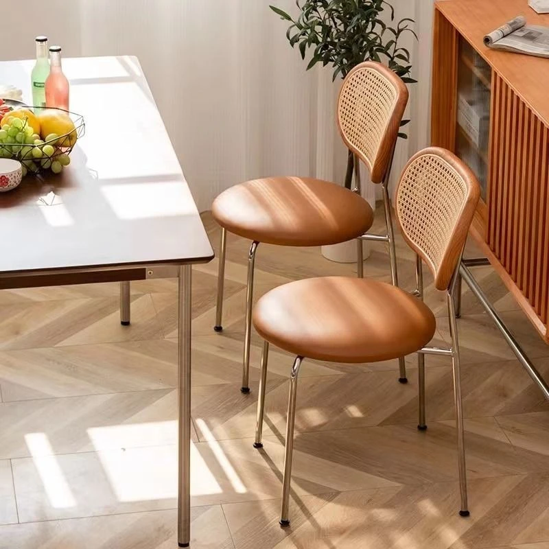 Rattan chair Solid wood dining chair Bedroom study Balcony Back chair