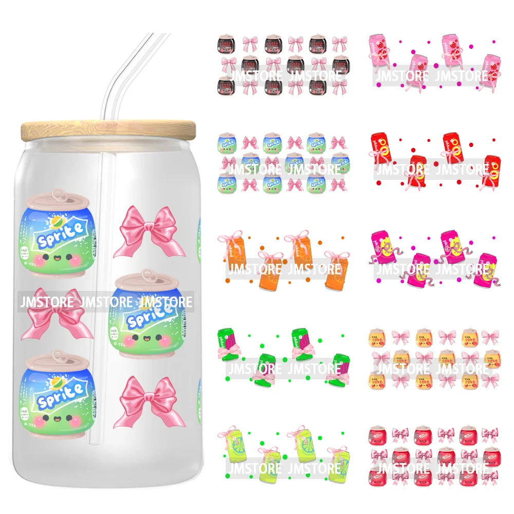 

Trendy Coquette Energy Drink Soda Can Coffee Lover 16OZ UV DTF Cup Wrap Transfer Stickers Custom Waterproof For Libbey Glass Can