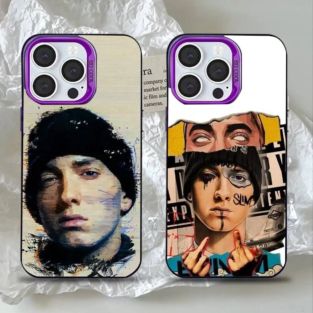 

Rapper Eminem America Phone Case For iPhone 16,15,14,13,12,11,Mini,Pro,SE,MAX Purple Matte Silicone Cover