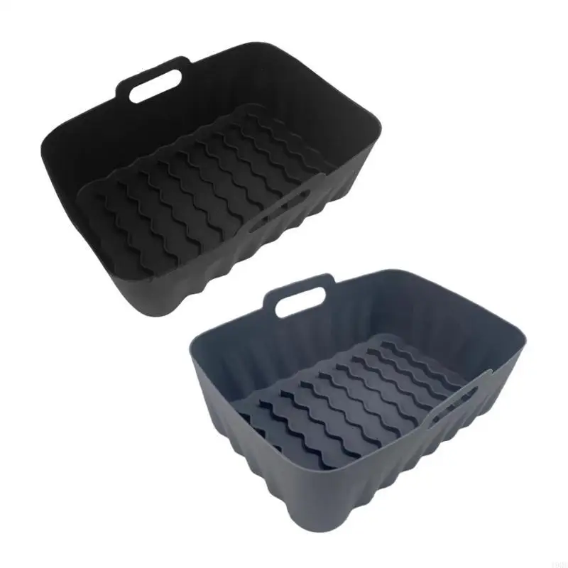 19Qe Air Fryer Pot ถาดบาร์บีคิวแผ่นรองอบเตาอบอบซิลิโคนปั้นหม้อที่นำมาใช้ซ้ำได้ 2x