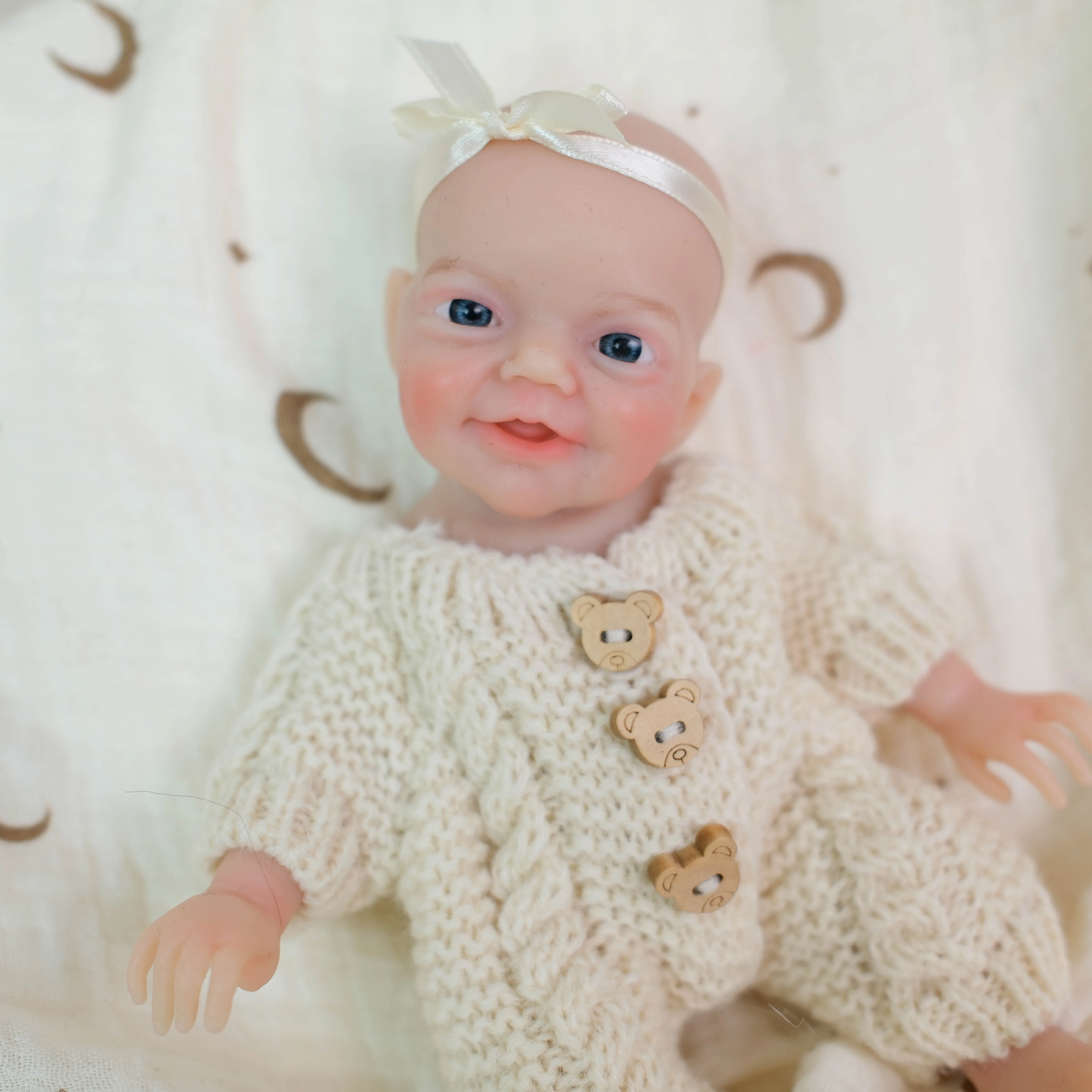 NPK 8インチ 手作り 口が開く 超柔らかい ソリッドプラチナシリコン製 柔軟で伸縮性のある ミニハンディ ベビーリボーンドール チャーリーガール