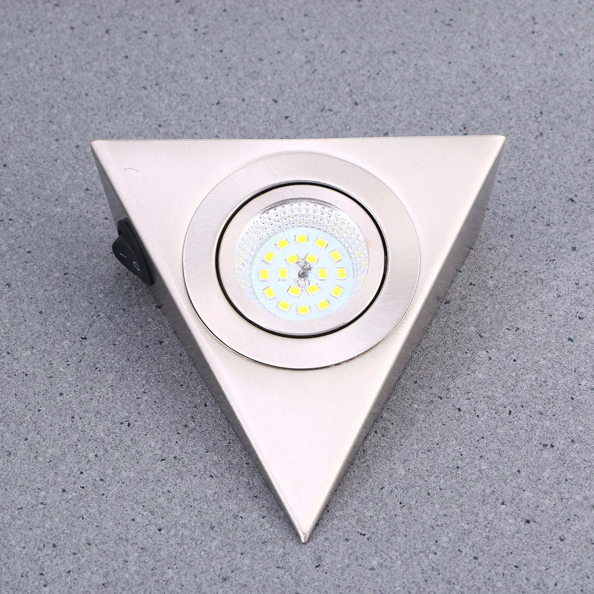Éclairage sous-meuble en acier inoxydable, Mini lampe triangulaire pour étagère Led, blanc brossé, pour cuisine, garde-robe, placard, affichage, 13x13cm