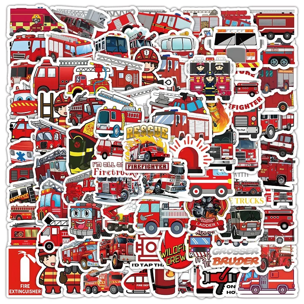 103 Pcs Fire Truck Sticker Set - Cool Vehicle Decals for Kids' Notebook, Lunch Box & Water Bottle Decor Giajar Sticker Store
