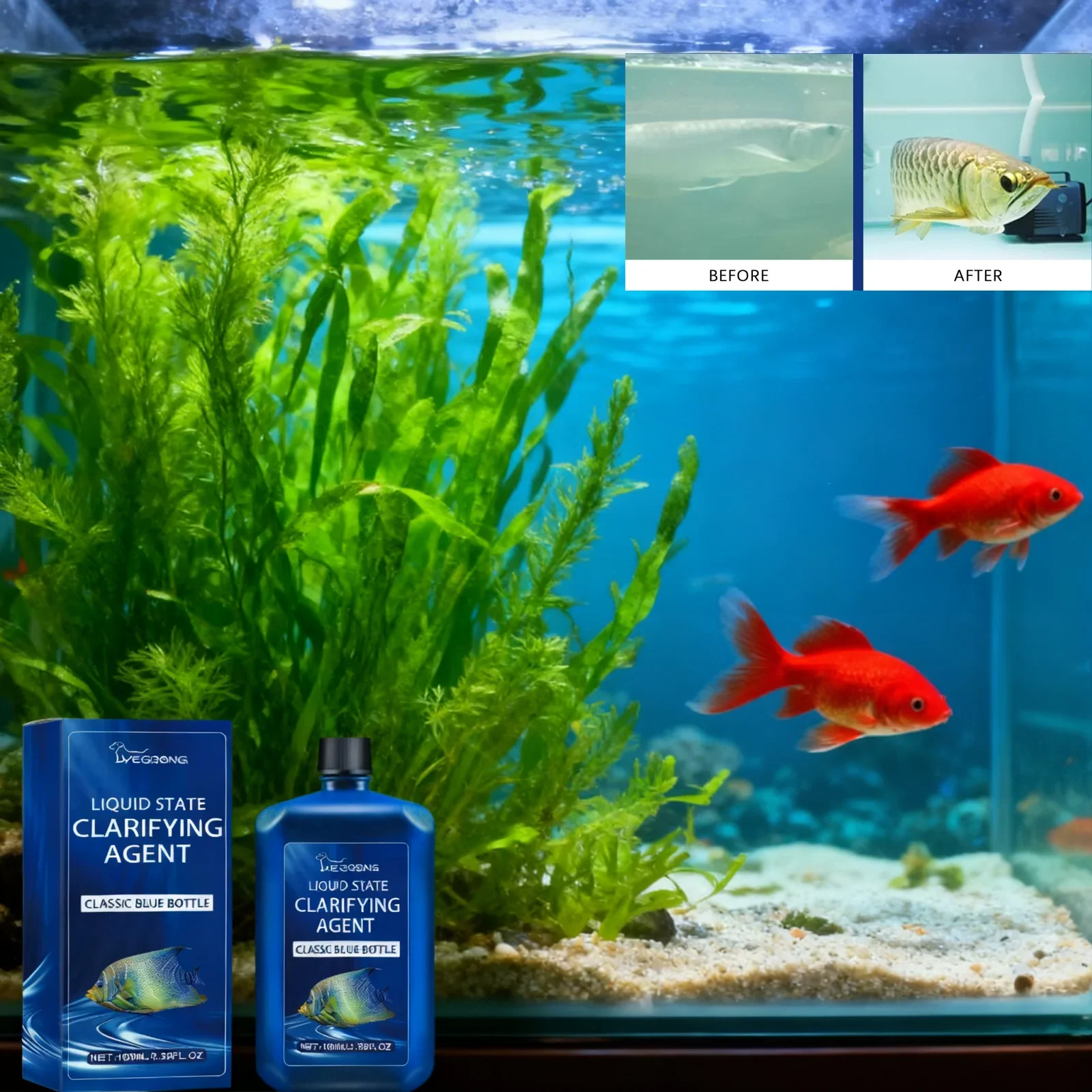 Aquarium-Wasserkleinerer, Aquarium-Reiniger, Algenentferner, Wasseraufbereitung für die Wartung von klaren Teich, Süßwasser-Salzwassertanks