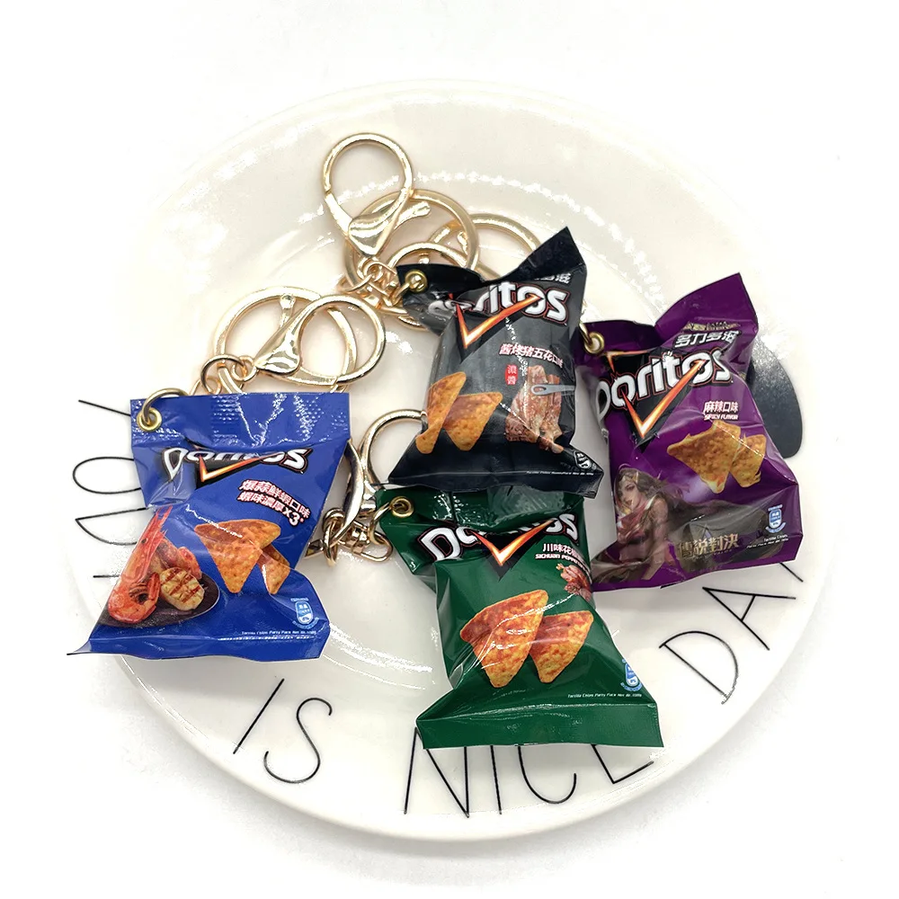 Simulated Snack Bag Keychain Miniature Potato Chip Bag Pendant Keychain Funny Jewelry