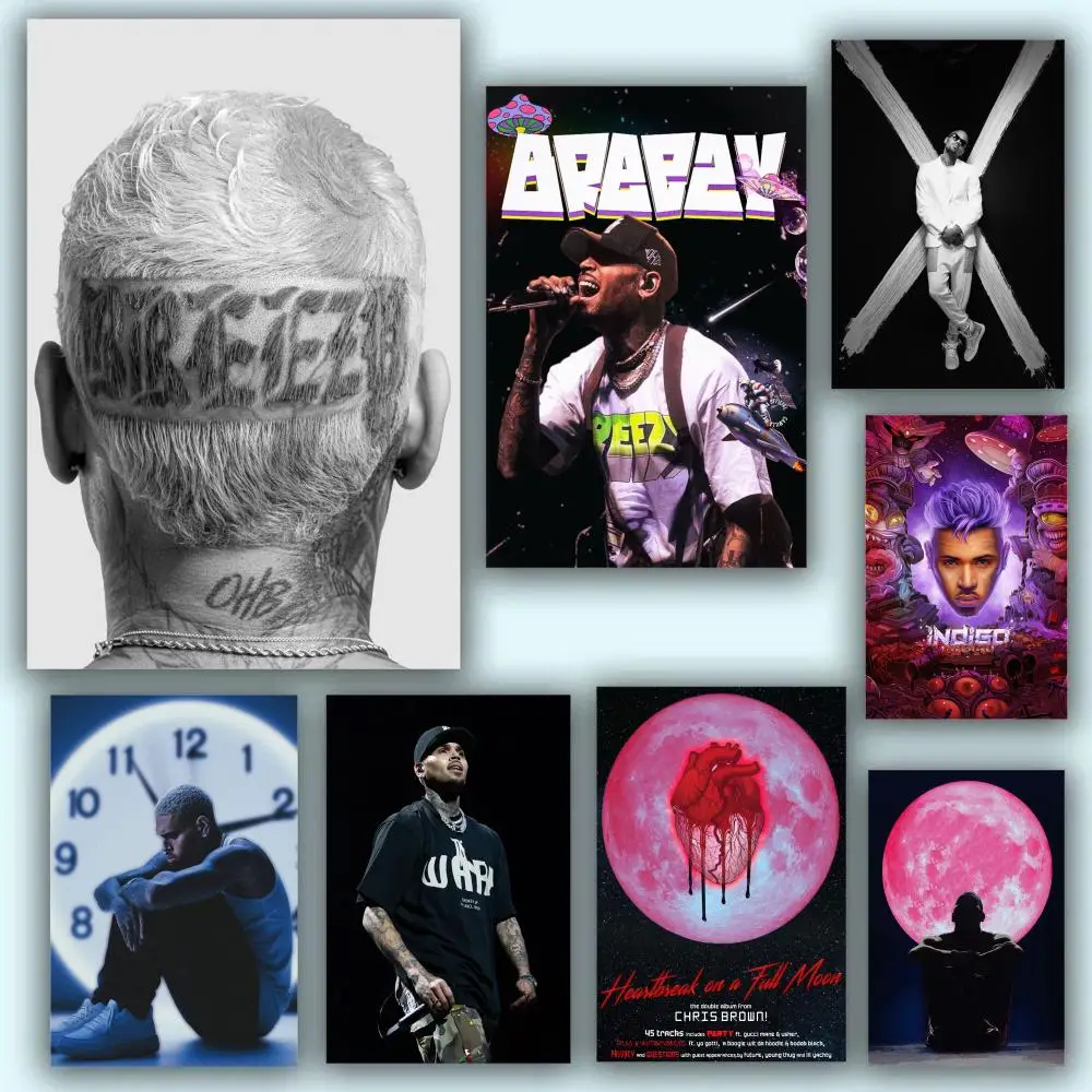 Poster HD Anime Hot Theme Singer/OST/Movie-Waterproof Self-Stick Home Decor Hot New Chris Brown Rapper