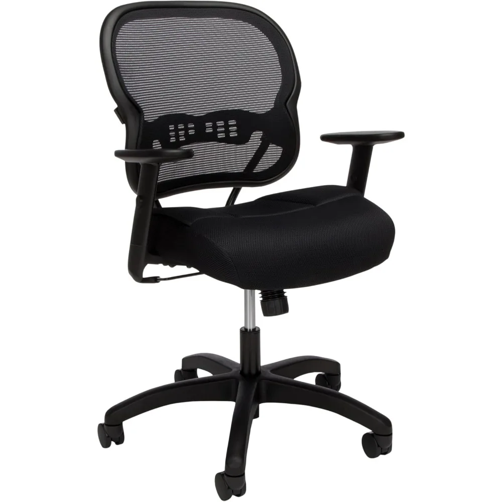 Home Office Chair - Ergonomic Office Chair - Mesh Office Chair, Mid Back, Adjustable Armrests, Lumbar Support, Synchronized Tilt