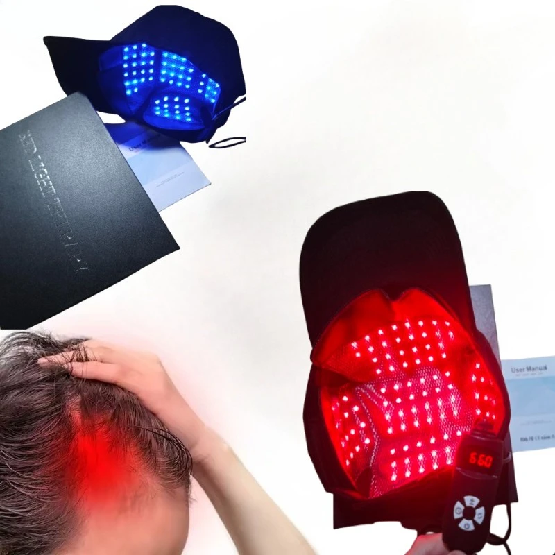 

Blue Red Light Cap, LED Red Light Therapy Lamp Hat for Head, Infrared Light Cap for Hair Growth Regrowth Hair Loss Treatment