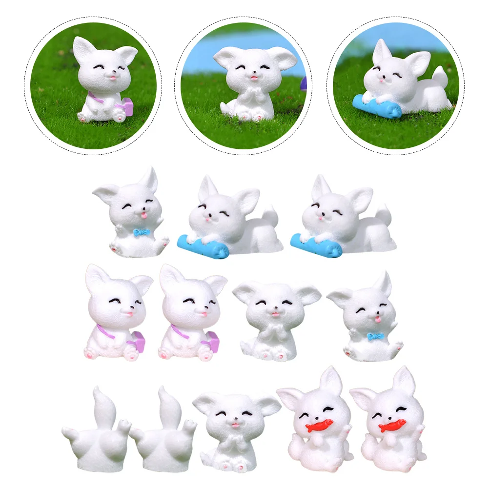 

12pcs Mini Fox Resin Animal For Garden Bonsai Decoration Micro Landscape Ornament Succulent Pot Decor Lightweight Home Garden