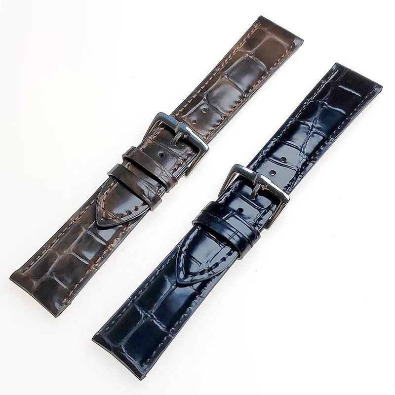 14mm 16mm 18mm 19mm 20mm 21mm 22mm flat end bamboo knot pattern glossy surface, soft and comfortable leather cowhide strap