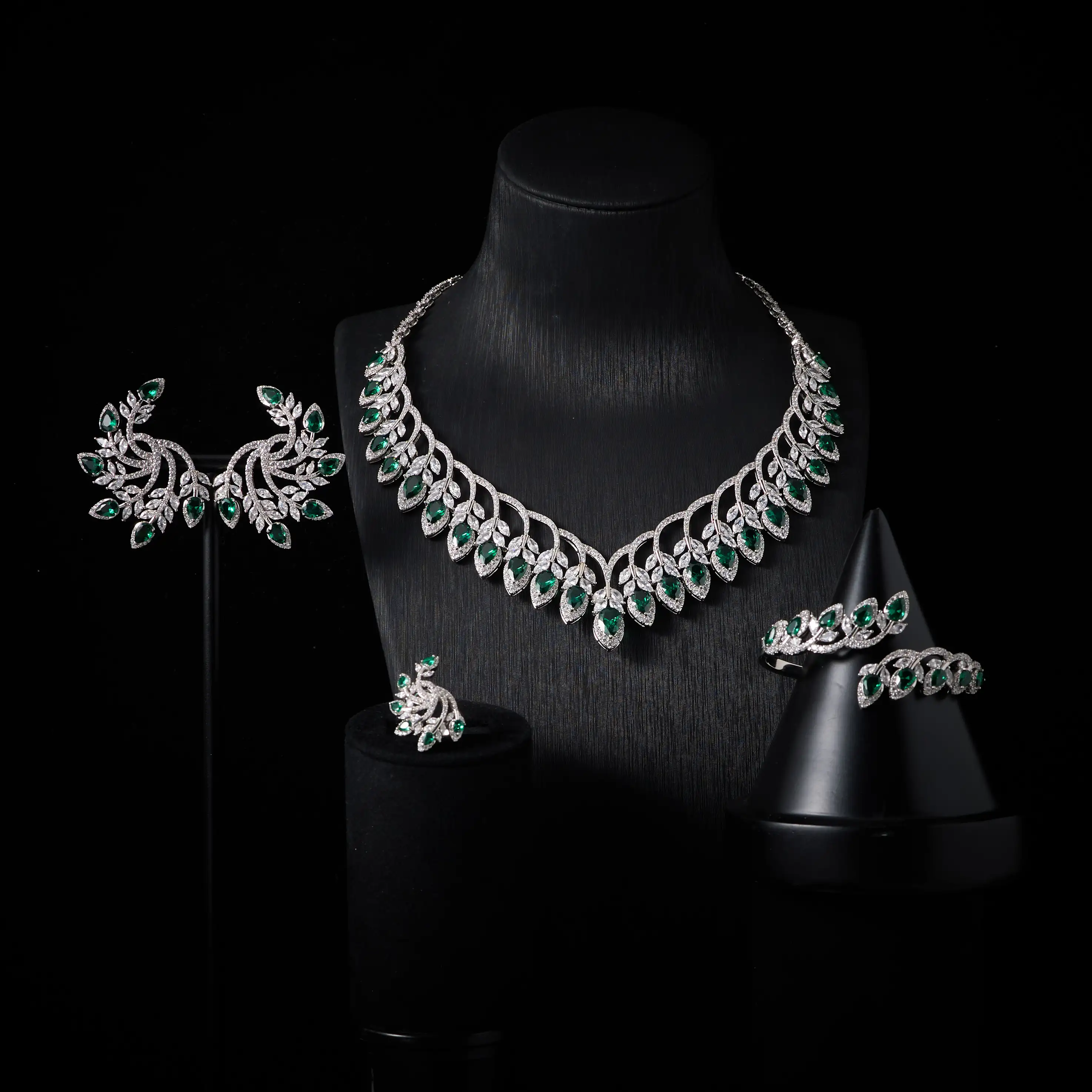 IN JEWELIFE Luxury Color Flower Necklace Set for Women Cubic Zircon Set Jewellery Woman Arabia Wedding Party Accessory 00083
