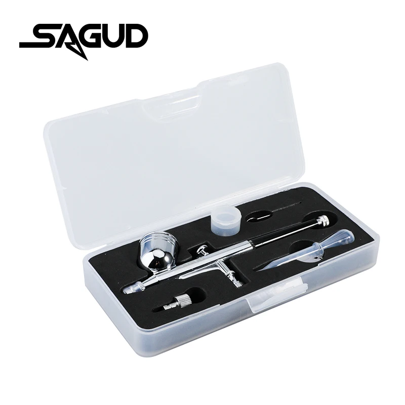 SAGUD Airbrush Model SD130 Multi-Purpose Dual-Action Gravity Feed Spray Gun Set For Spray Auto Graphics Art Crafts Tattoos Cake