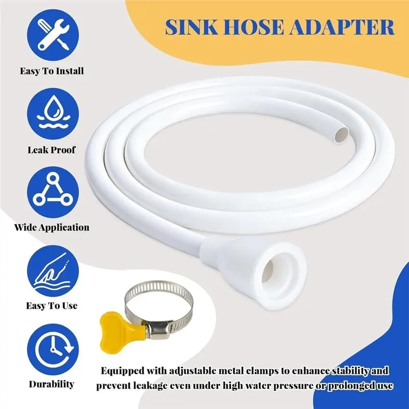 Extra Long For Faucet Hose Adapter And Connector(9.8FT) 2 Pcs PVC For Sink Hose Attachments For Faucet