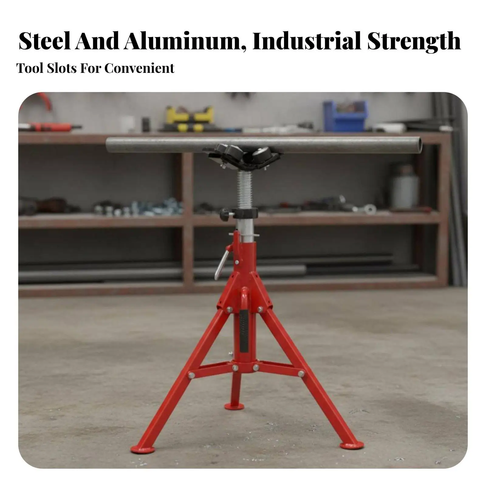 Roller Head Pipe Stand High Load Capacity Heavy Duty Pipe Stand Stable Support Heavy Duty Tube Holder for Mechanics, Workshops,