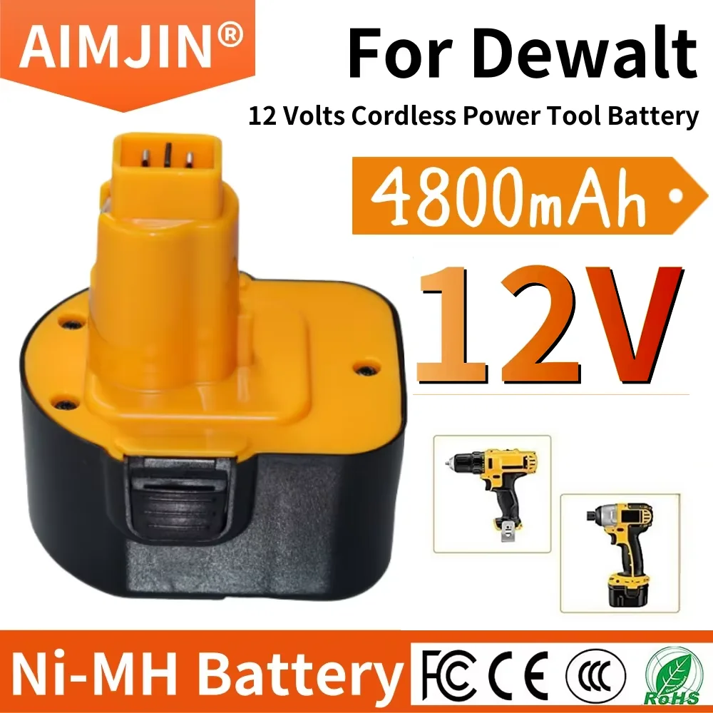 

Ni-MH Rechargeable Power Tool Battery 12V 4800mAh For Dewalt DE9071 DC9071 DE9074 DE9075 DE9501 DE9072 Battery Replaceable