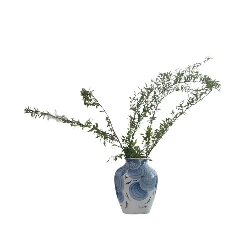 Ceramic vase blue and white porcelain new Chinese flower arrangement ornament living room light luxury high sense