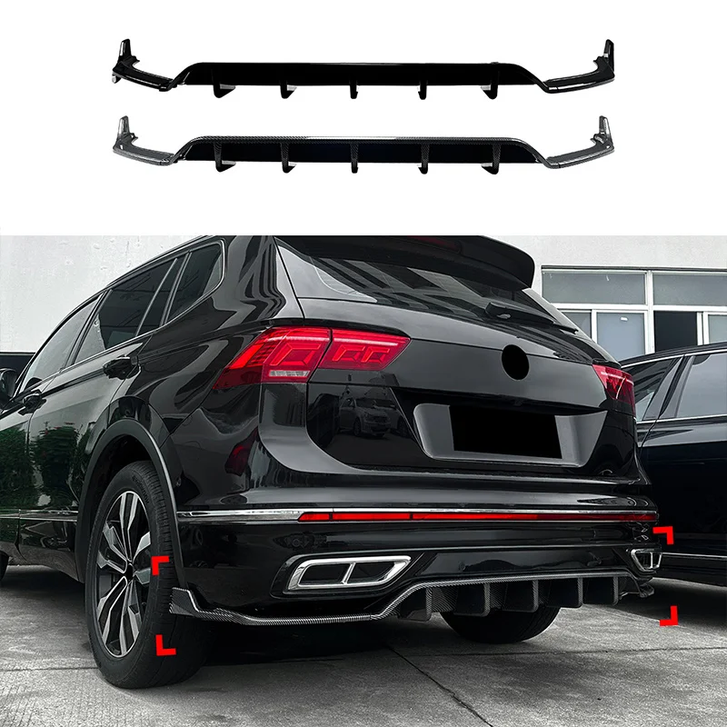 For Volkswagen VW Tiguan MK2.5 Rline 2021 2022 2023 Rear Bumper Diffuser Splitter Lip Bodykit Black Carbon Exterior Accessories - view 5