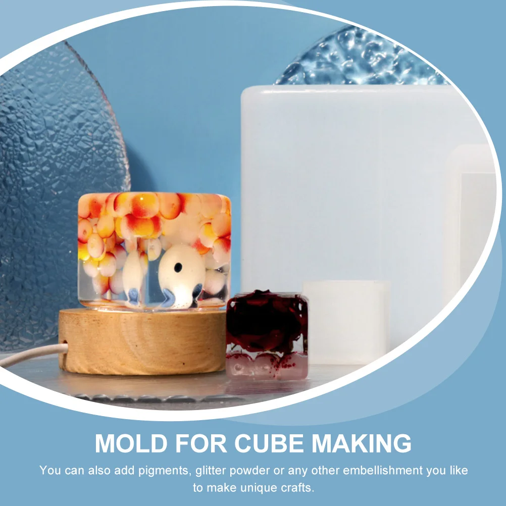 

Creative Cube Silicone Mold For Diy Crafts Resin Epoxy Decor Desktop Ornament Large Flexible Durable Household Square Molds