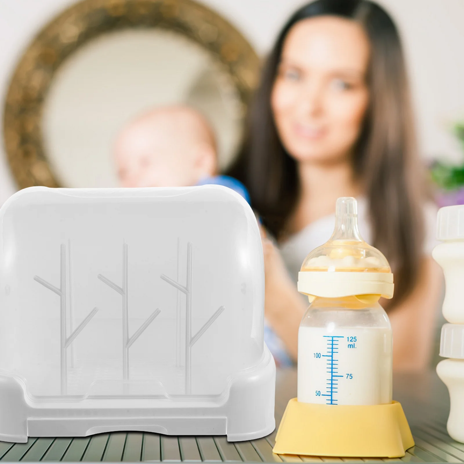 

1 комплект, пылезащитная сушилка для детских бутылочек, компактный органайзер на столешнице, дизайн для аксессуаров для младенцев